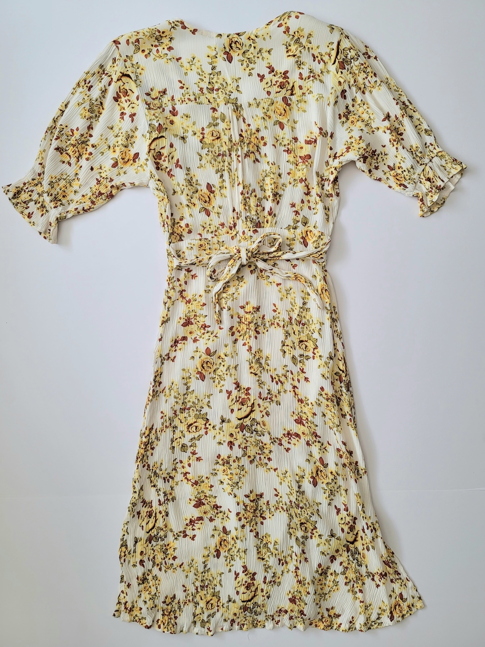 Anthropologie Faithfull the Brand Rafa Yellow and Red Floral Crepe Midi Dress,XS - Picture 10 of 12